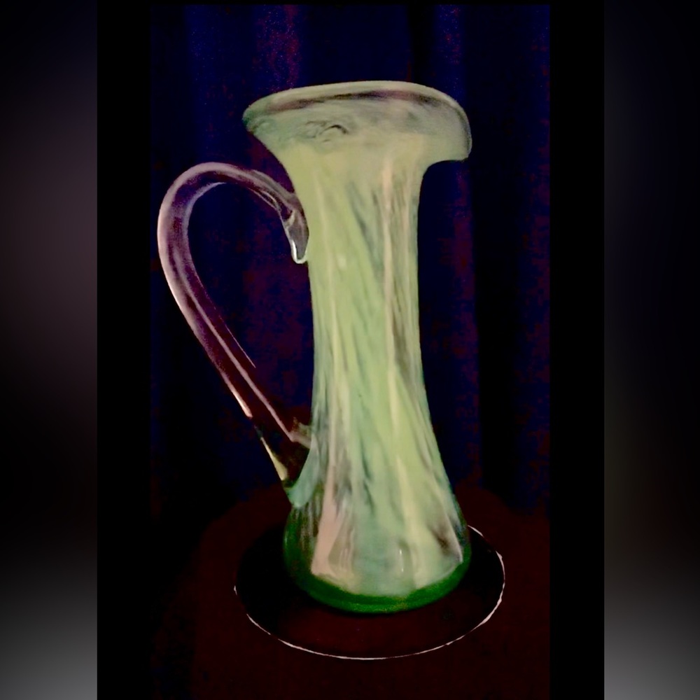 Terence MacSweeney Killarney Kerry Ireland elegant green glass pitcher.